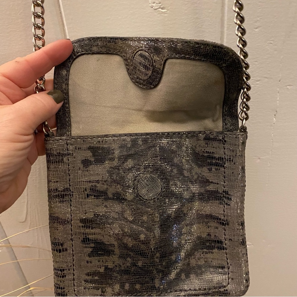 Banana Republic Grey Leather Python Textured Cros… - image 2